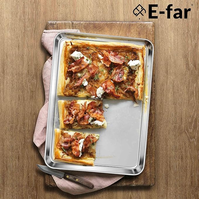 E-far Large Baking Sheet Set of 4, 20"x14" Stainless Steel Cookie Sheet