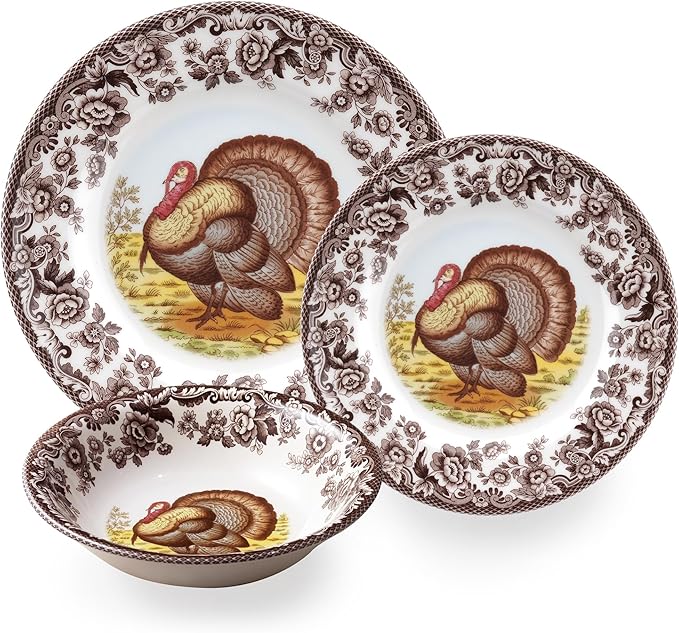Spode – Woodland – Turkey Dinner Plate - Brown/White