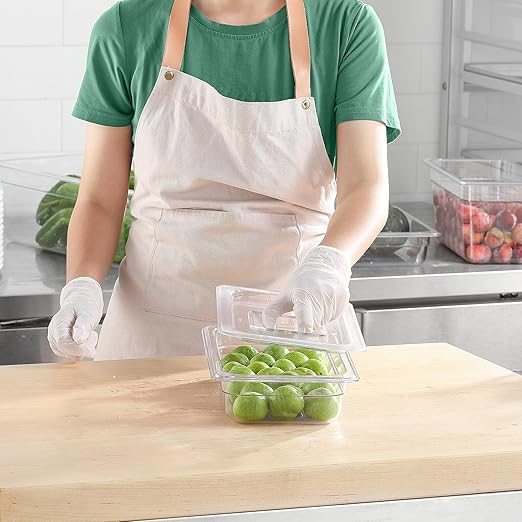 EGGKITPO 6 PCS Clear Food Pan Lids Universal 1/3 Size Polycarbonate Lids with Handle Food Storage Container Cover for Commercial Restaurant Hotel Dishwasher Safety BPA Free