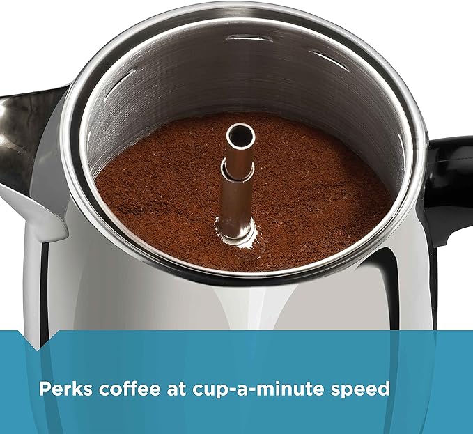 Farberware 12-Cup Stainless Steel Coffee Percolator, Automatic Keep Warm