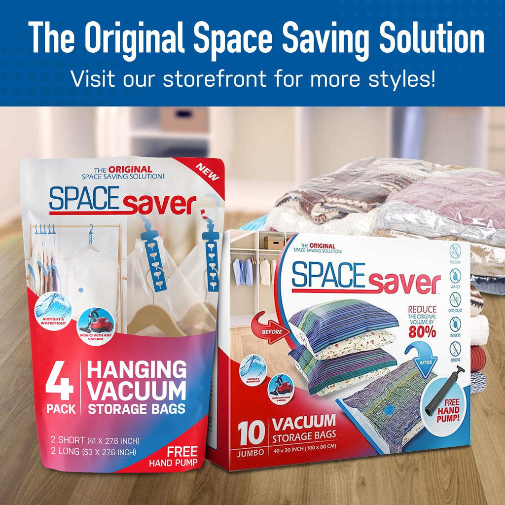 Spacesaver Jumbo Vacuum Storage Bags for Comforters, Blankets & Clothes – Vacuum Sealed Compression Bag with Hand Pump – Space Saver Storage Bag for Bedding, Moving, Travel & Organization (5 Pack)