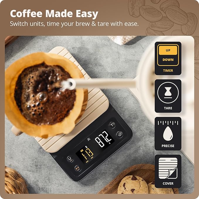 Greater Goods Coffee Scale with Timer, 0.1g Precision for Espresso & Matcha