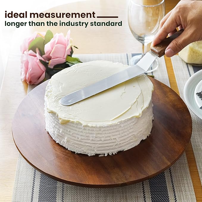 TIDITA 13" Acacia Cake Stand Rotating, Non-Slip Pads, for Sizeable Cakes