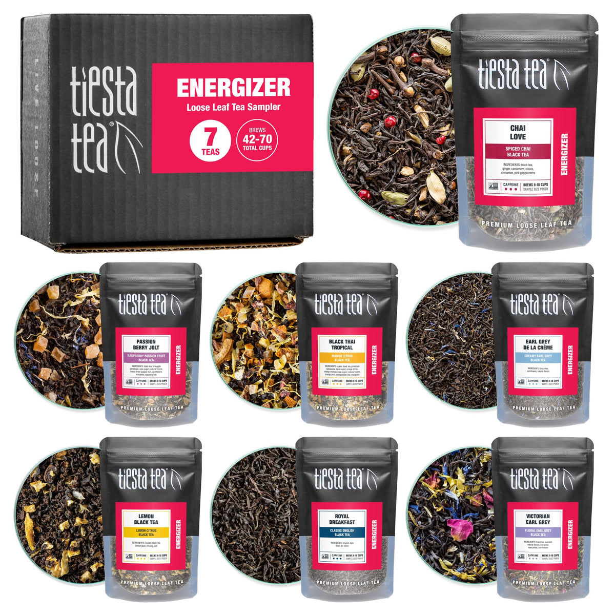 Tiesta Tea - Black Sampler Dry Flight Set, Loose Leaf, High Caffeine