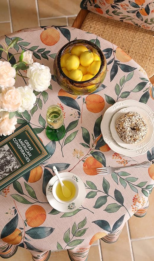 patdrea Designer French Linen Tablecloth,Round,Diameter 67"-Palladin A