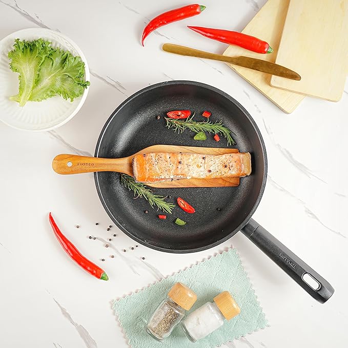 Fiodio Home Teak Wooden Spatula, Spoons & Spurtle for Cooking – Handcrafted, Natural Non-Stick Kitchen Utensils with Comfort Grip & Microfiber Cloth