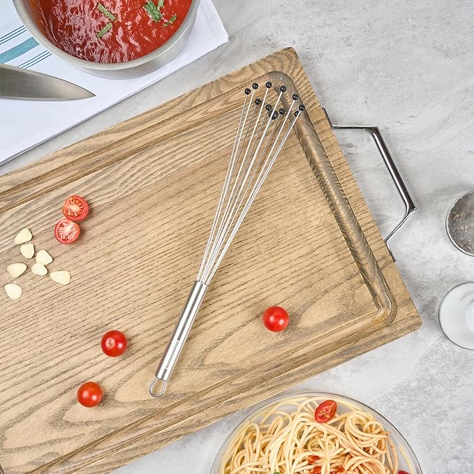 Restaurantware 12.5 in Stainless Steel Ball Whisk with Silicone Tips - 6 Pack - German Standard Sauce & Gravy Whisk, Non-Scratch, Dishwasher Safe - Non-Stick Safe Silicone Ball Whisk for Baking