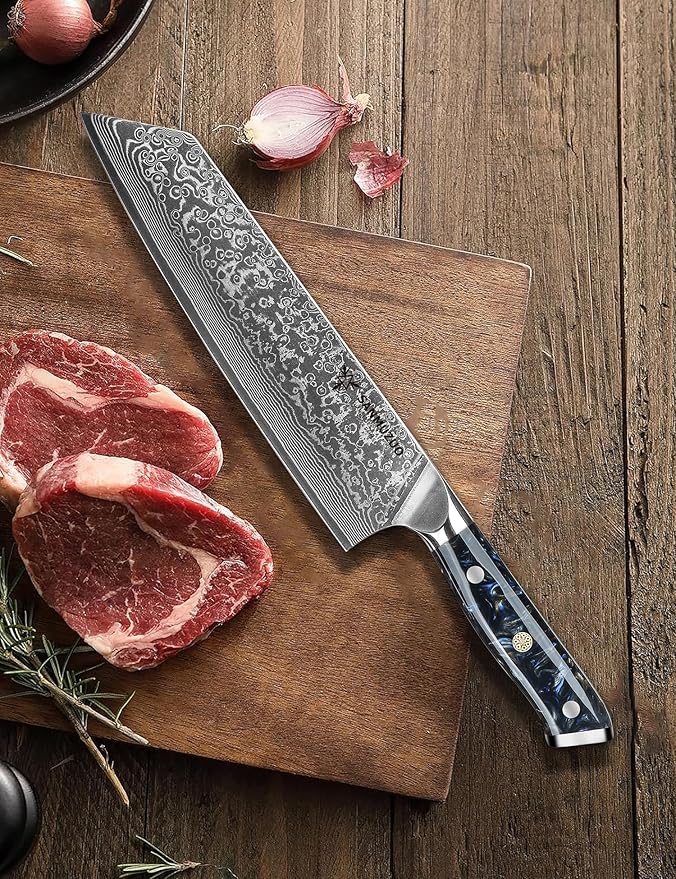 SANMUZUO 8.5 inch Kiritsuke Kitchen Chef Knife - 67 Layers Damascus Steel & Resin Handle - Xuan Series(Starry Black)
