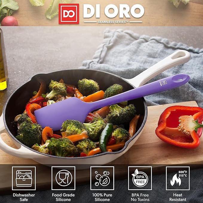 DI ORO Large Silicone Spatula - 600F Heat Resistant, Lavender