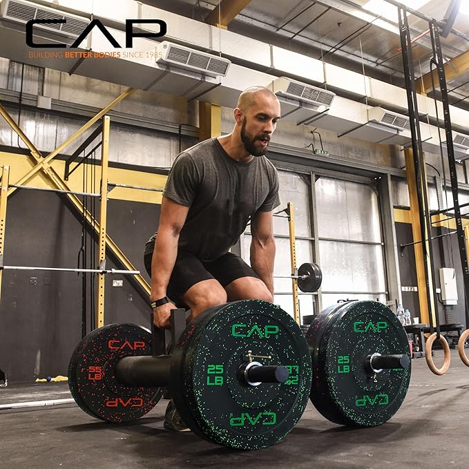 CAP 260lb Economy Speckled Olympic Bumper Plate Weight Set