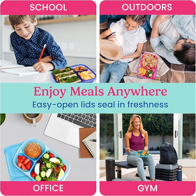Bentgo Reusable, BPA-Free, Microwave, Dishwasher & Freezer-Safe, Custom-Fit Lids, Lightweight (Jewel Brights)