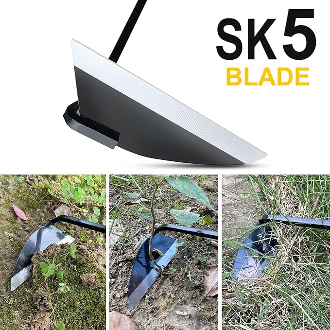 Hanpex Japanese Wide Blade Gardening Tools I Premium Quality Hand Hoes/Weeding Sickle Have Very Sharp Edge for Quick Work