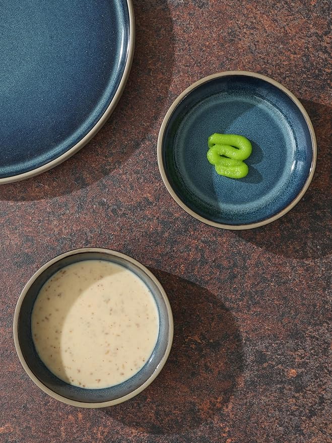 famiware Ceramic Soy Sauce Dish, 3oz Dipping Bowls Set of 6, Midnight Blue