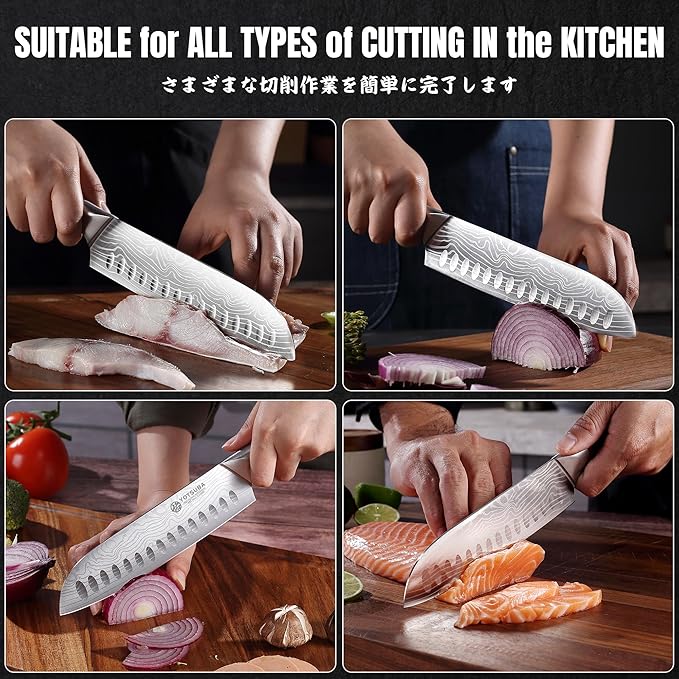 YOTSUBA 7" Santoku Japanese Chef Knife – Forged High Carbon Stainless Steel (HRC 56±2) – Precision Edge & Long-Lasting – Ergonomic Rosewood Kitchen Knife Handle – Gift for Home Cooks and Pro Chefs