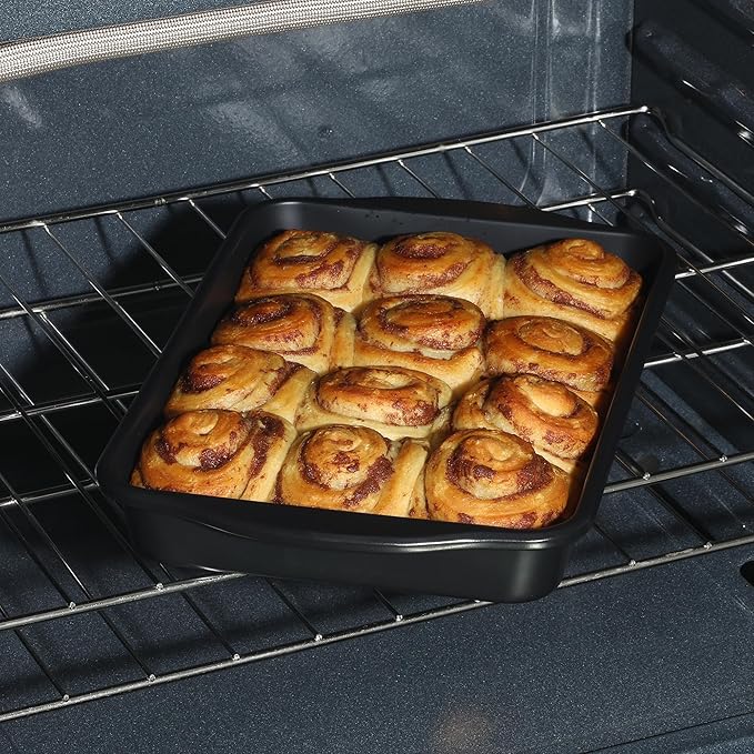 Oster Teston 13 x 9 Inch Rectangular Baking Pan, Nonstick Carbon Steel Cake Pan, Matte Black, PFAS-Free, Oven-Safe, Easy Clean Bakeware