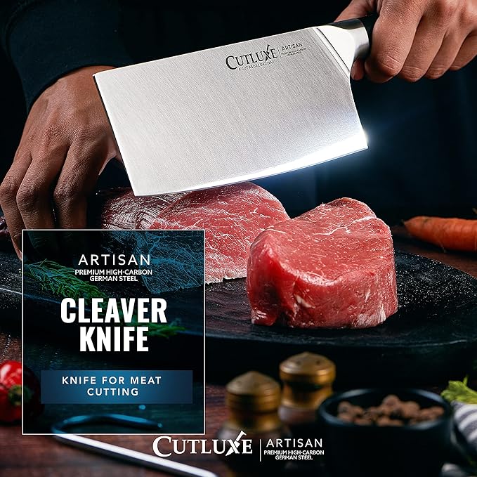 Cutluxe Cleaver Knife, 7" Meat Cleaver Butcher Knife for Meat Cutting
