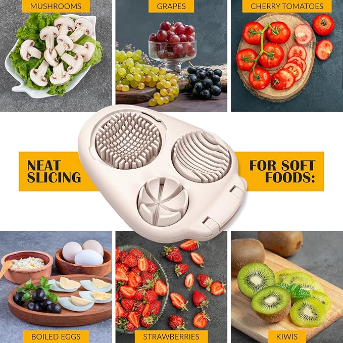 Egg Slicer for Hard Boiled Eggs - 3 Slice Modes Egg Cutter, Dicer, Chopper