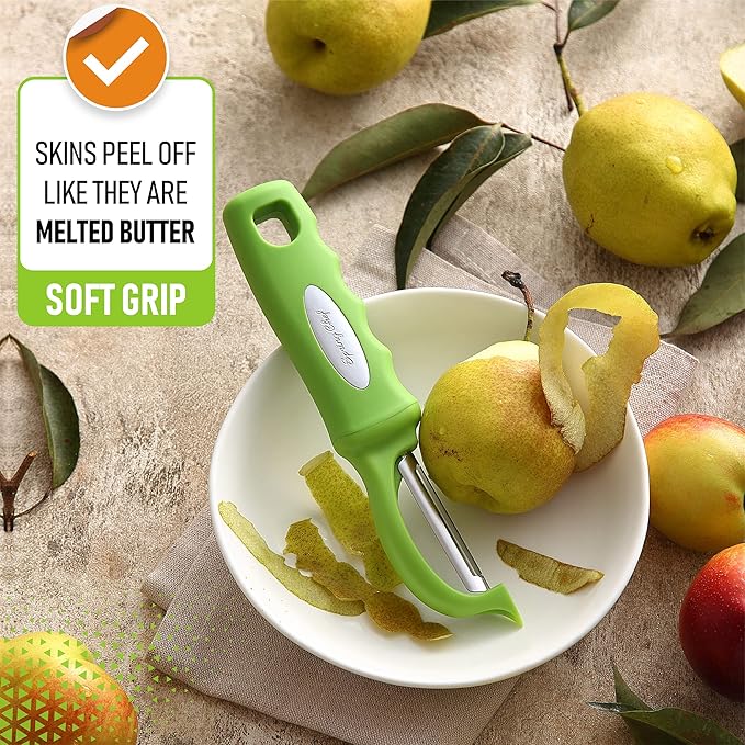 Spring Chef Swivel Vegetable Peeler with Soft Grip Handle, Set of 2, Green