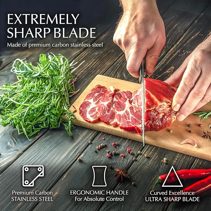 Moss & Stone 14 Pcs Kitchen Knife Set with Block, Stainless Steel
