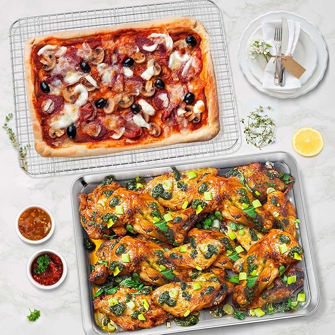 P&P CHEF 17.5 Inch Baking Sheet Pan and Cooking Rack - 2 Pieces
