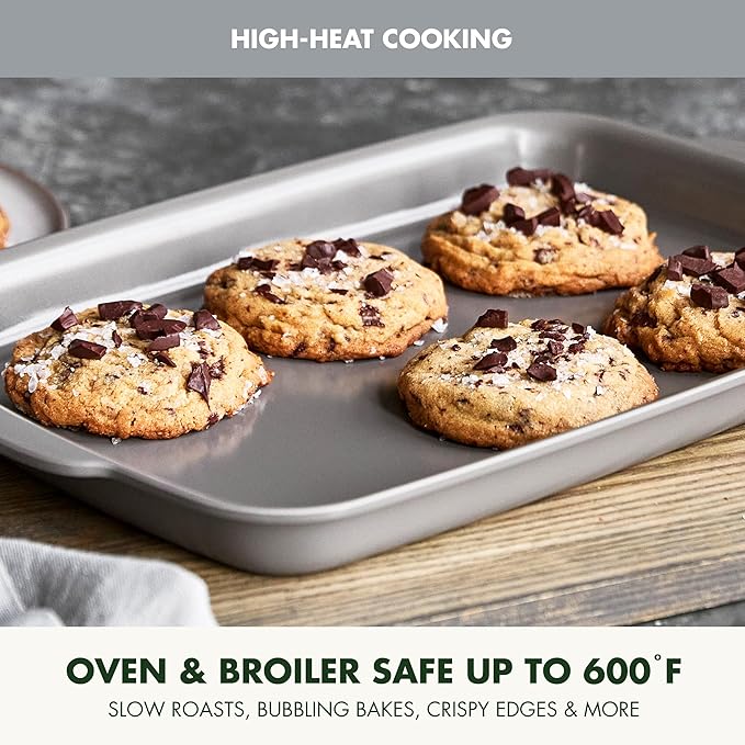 GreenPan Premiere Ovenware Healthy Ceramic Nonstick 13" x 9" Quarter Sheet Baking Pan, PFAS-Free, Warp-Free Bakeware, Durable Quick Heating, Oven & Broiler Safe to 600F, Dishwasher Safe, Gray