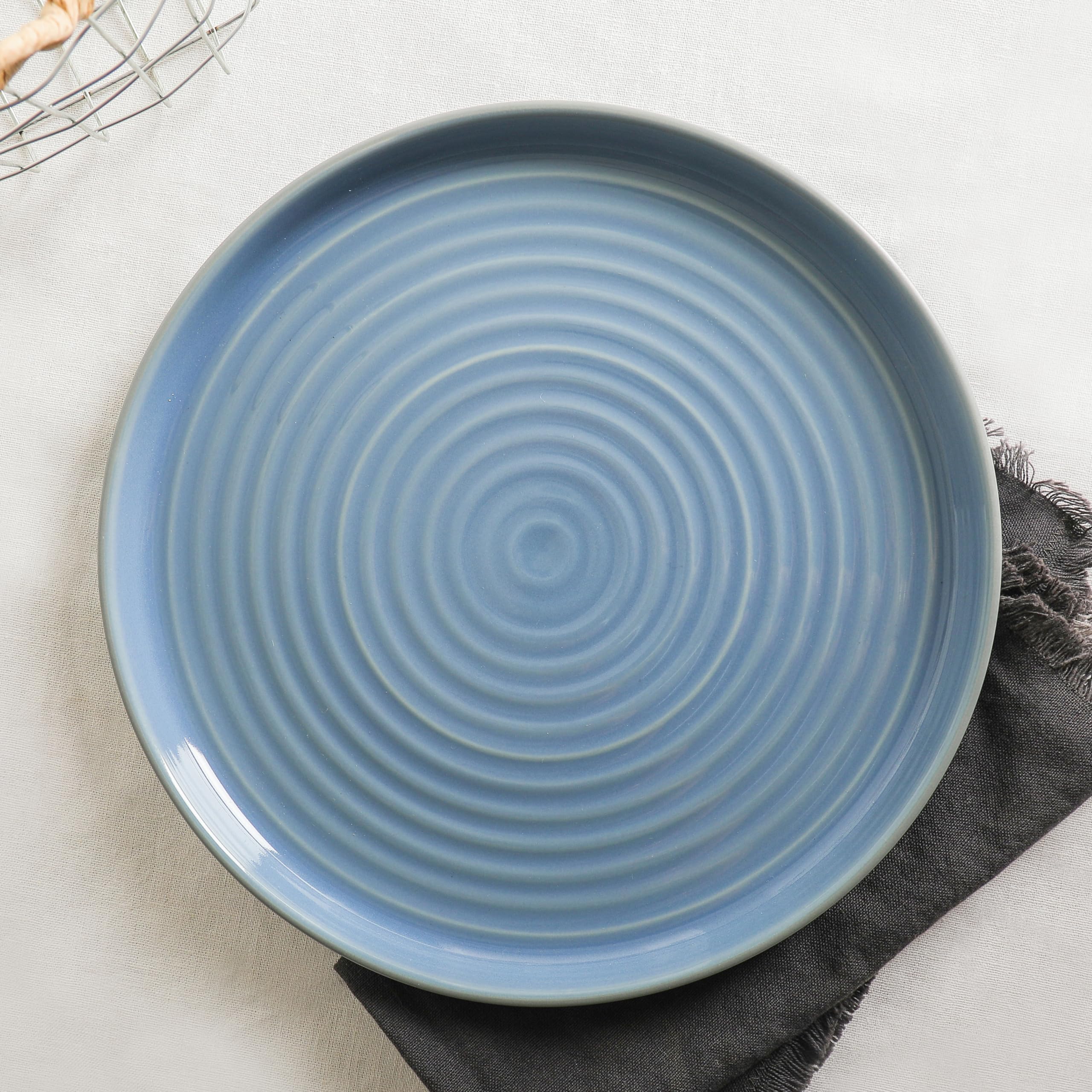 Stone Lain Elica 12-Piece Modern Dinnerware Set Stoneware, Plates and Bowl Sets for 4, Blue and Grey
