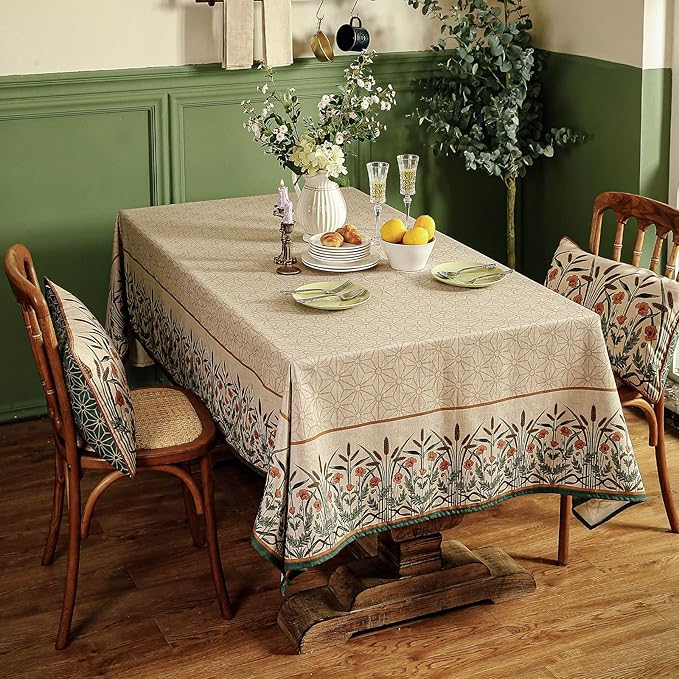 patdrea Vintage French Linen Tablecloth,Rectangular,87"x55"-Cudillero