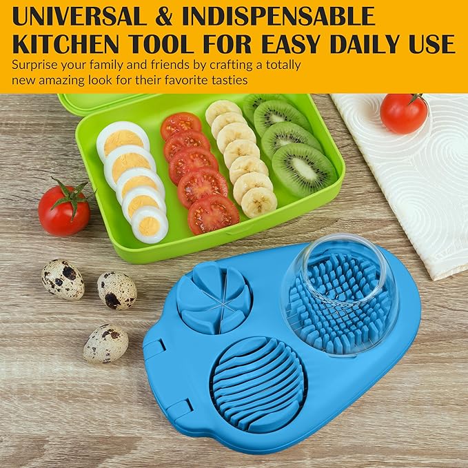 Egg Slicer for Hard Boiled Eggs - 3 Slice Modes Egg Cutter, Dicer, Chopper