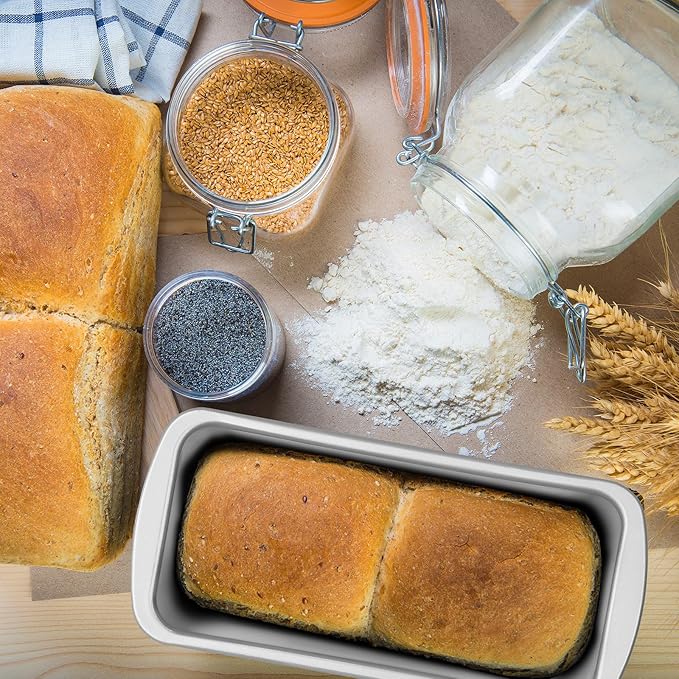 Patelai 4 Pack Small Loaf Pans for Baking Bread Non Stick Bread Pan Rectangle Baking Tray Toast Mold(Silver,7.87 x 3.78 Inch)