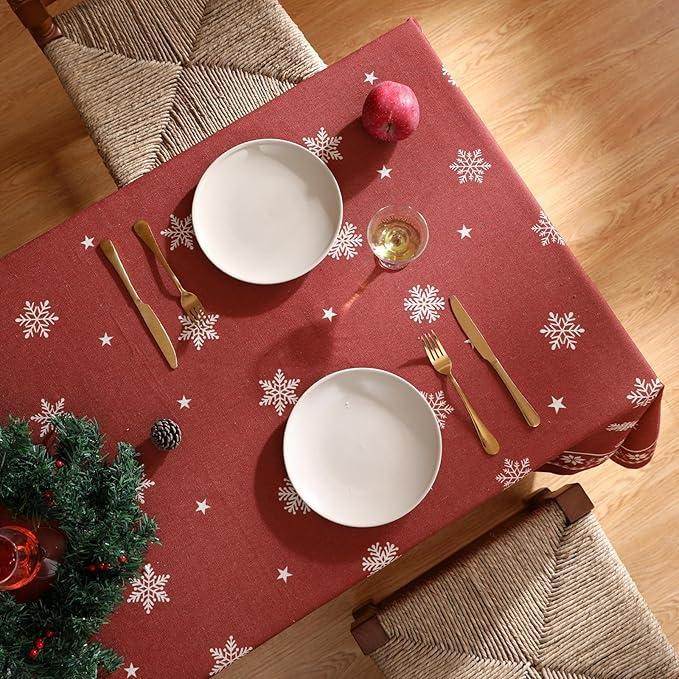 ISAENNE Designer Vintage Linen Rectangular Tablecloth,118"x67"-Carol C