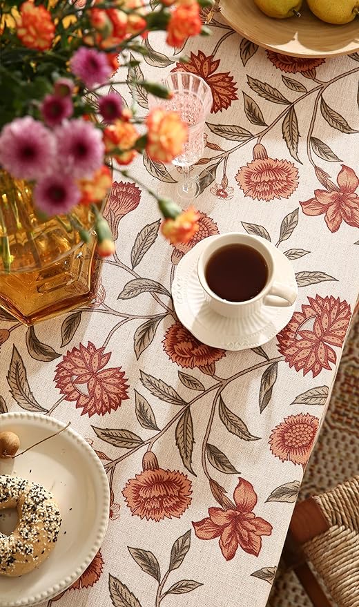 ISAENNE Designer French Linen Rectangular Tablecloth,79"x55"-Alvarado D