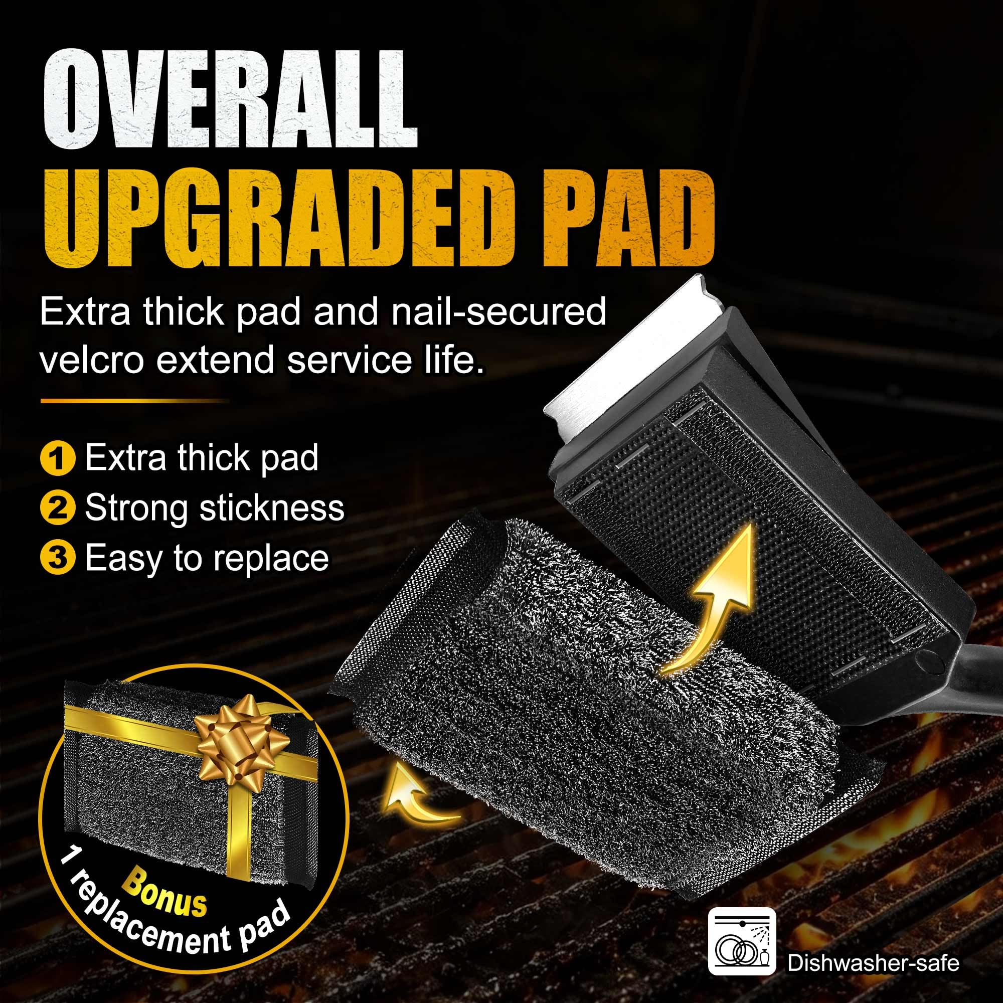 GRILLART Grill Brush Bristle Free, SteamWizards [Safe & Efficient] Grill Cleaner Brush for All Grill Grates, Replaceable Pad BBQ Grill Brush for Outdoor Grill, Grill Accessories, Gifts for Men/Dad