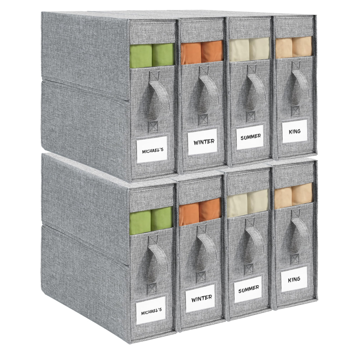 ZenStorage Sheet Organizers and Storage for Linen Closet, 6Pack Grey