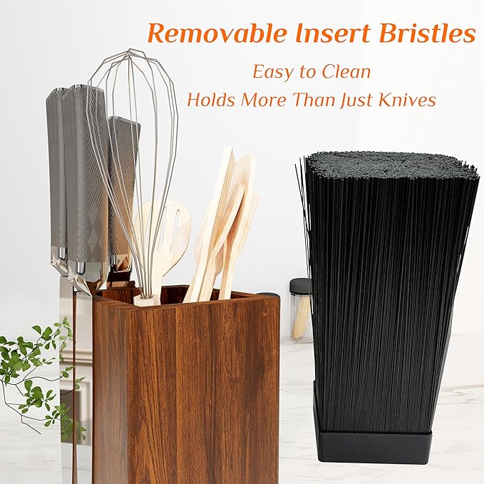 Brosisincorp 360° Rotating Acacia Wood Magnetic Knife Block without Knives