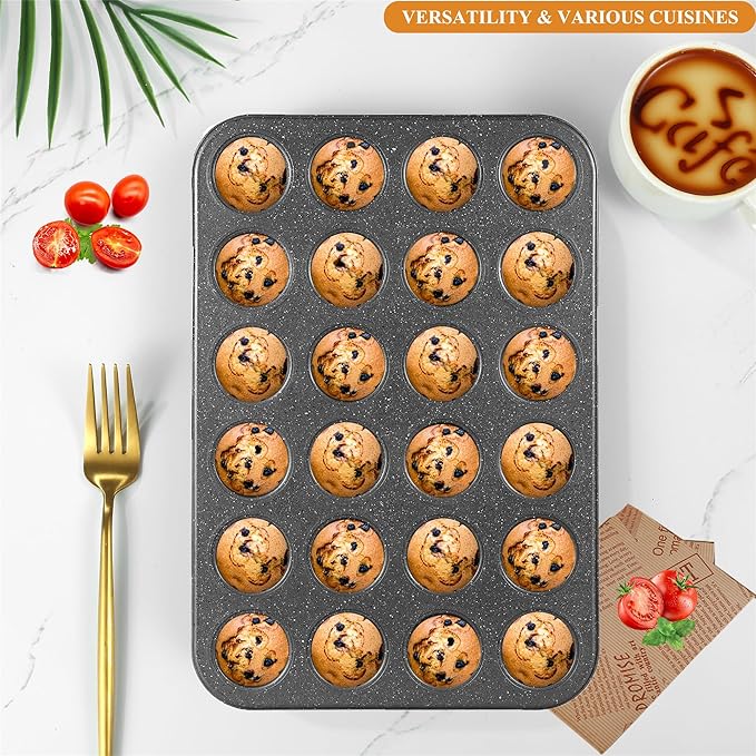 Walooza Mini Muffin & Cheesecake Pan, Nonstick 24, Toast Oven Baking Supplies