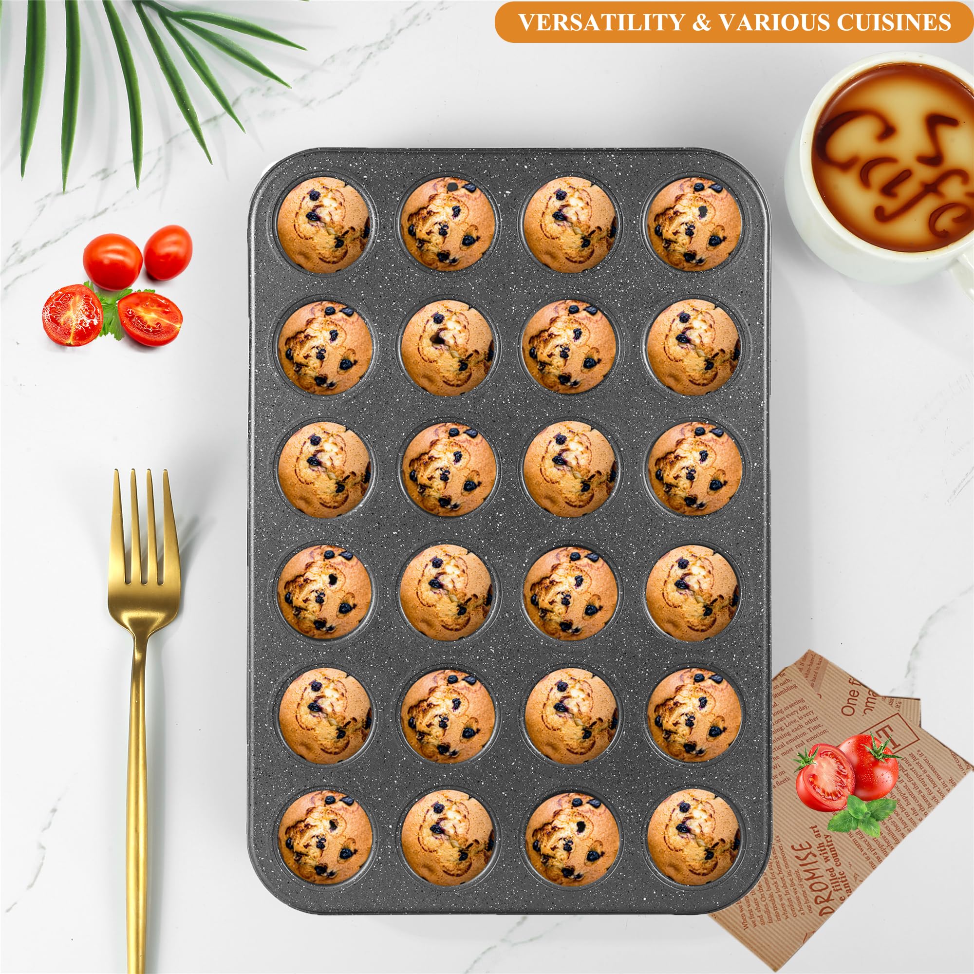 Walooza Mini Muffin & Cheesecake Pan, Nonstick 24, Toast Oven Baking Supplies