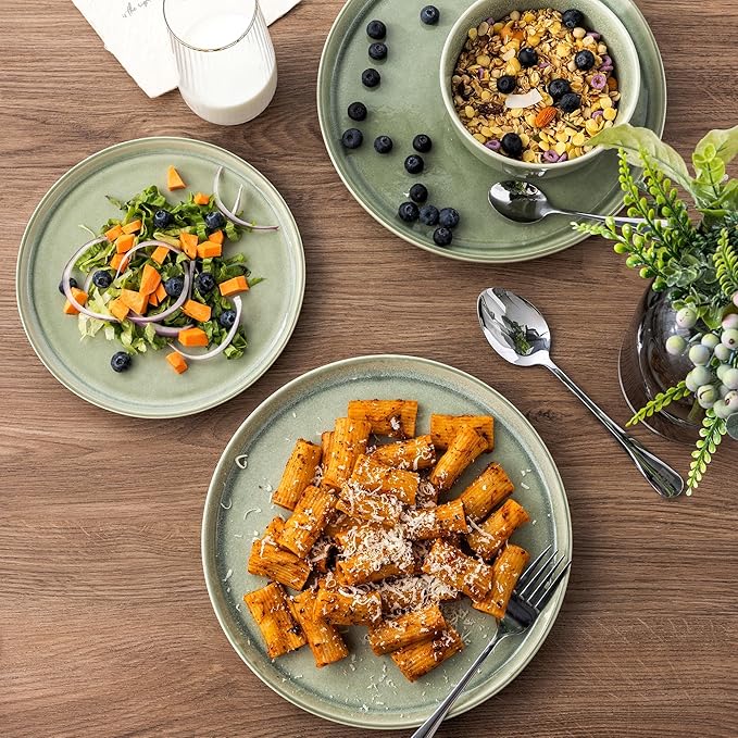AmorArc Stoneware Dinnerware Sets for 6, 18Pcs Plates and Bowls Sets Dishes