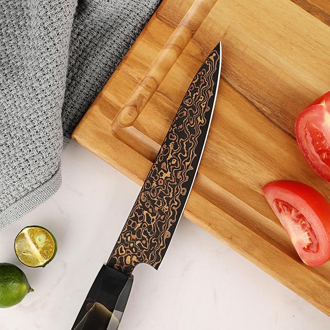 Seido Kurogane 5 Inch Petty Knife, VG10 Damascus Utility Knife