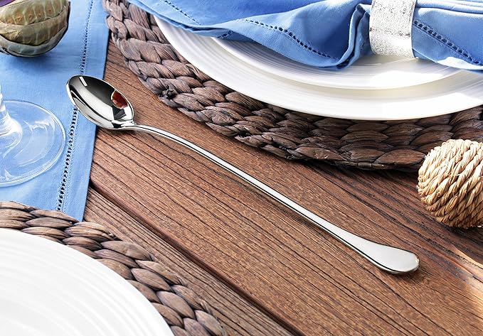 Artaste Rain Iced Tea Spoons, 9.5-Inch, Silver, Set of 6