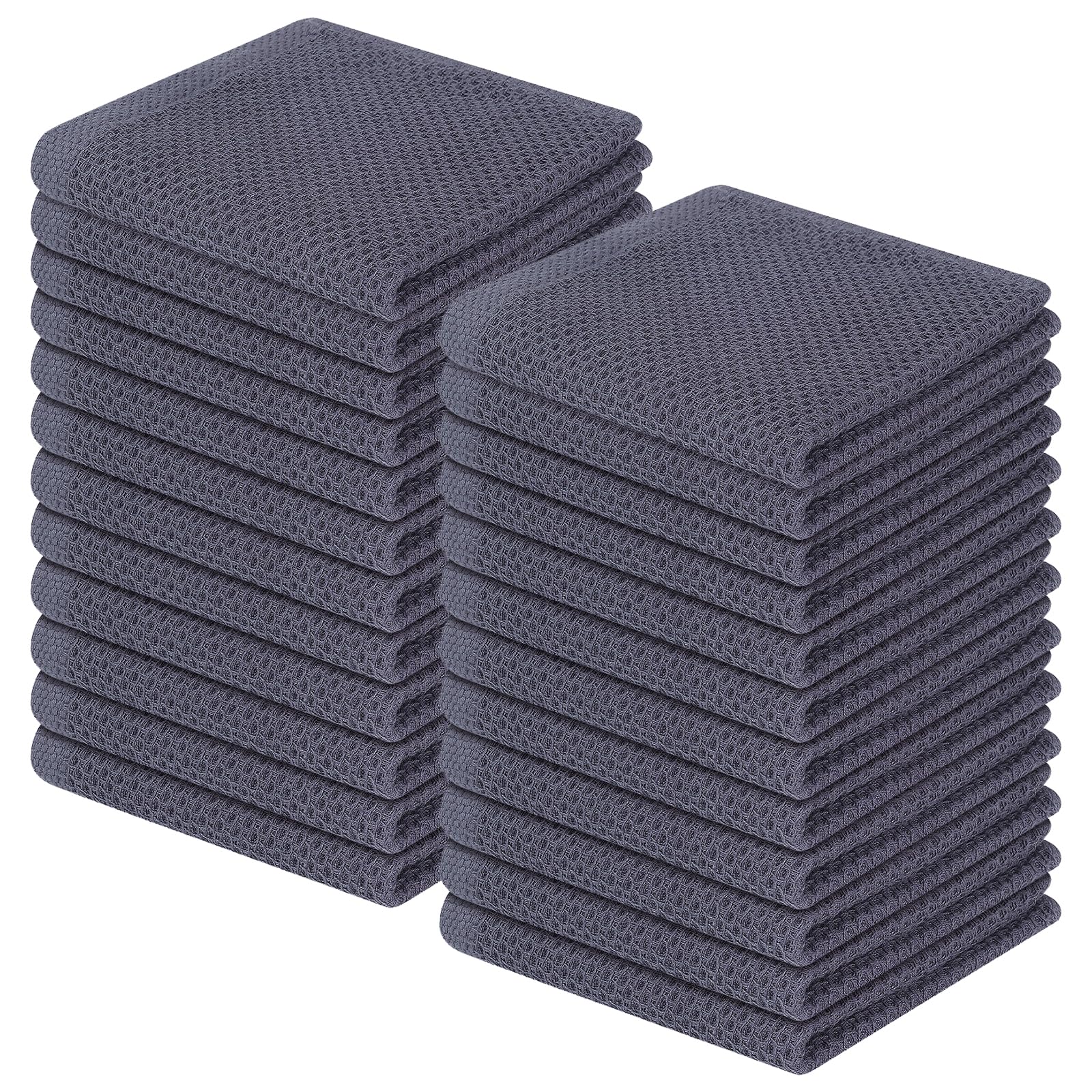 Homaxy 100% Cotton Waffle Weave Kitchen Dish Cloths, Ultra Soft Absorbent Quick Drying Dish Towels, 12 x 12 Inches — 12 X 12 - 24 Pack