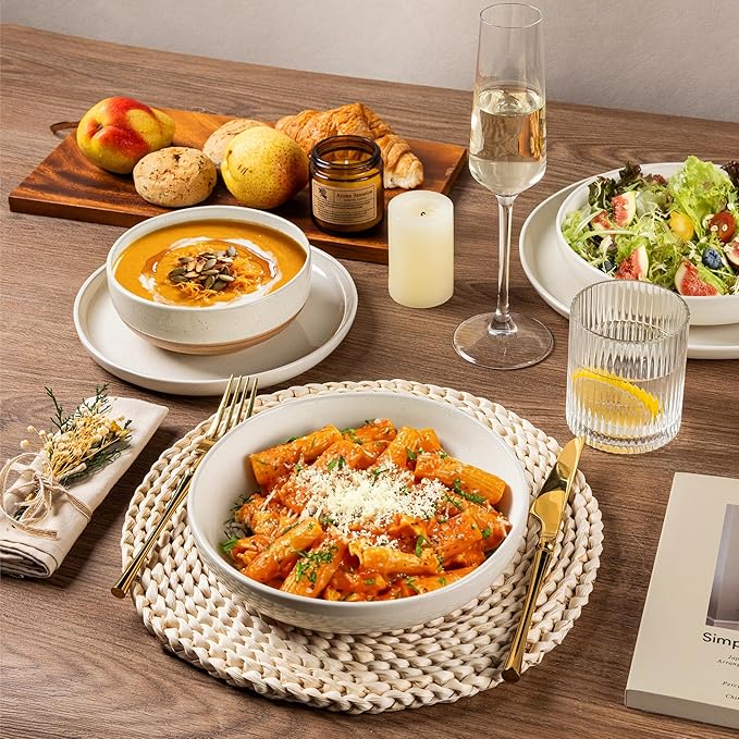 AmorArc Dinnerware Sets for 4, 12 Pieces Ceramic Plates and Bowls Set
