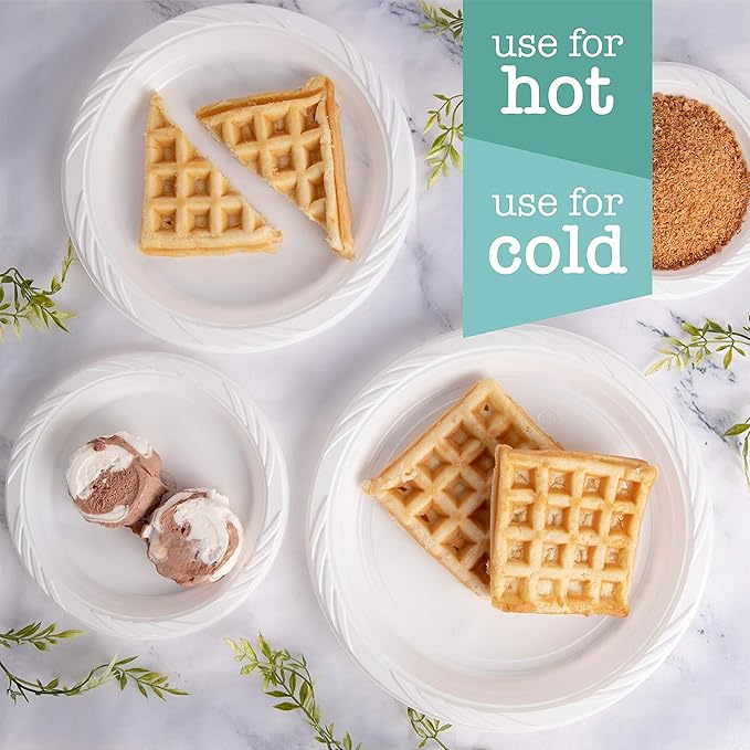 200 Count Disposable 6 Inch White Plastic Dessert Plates