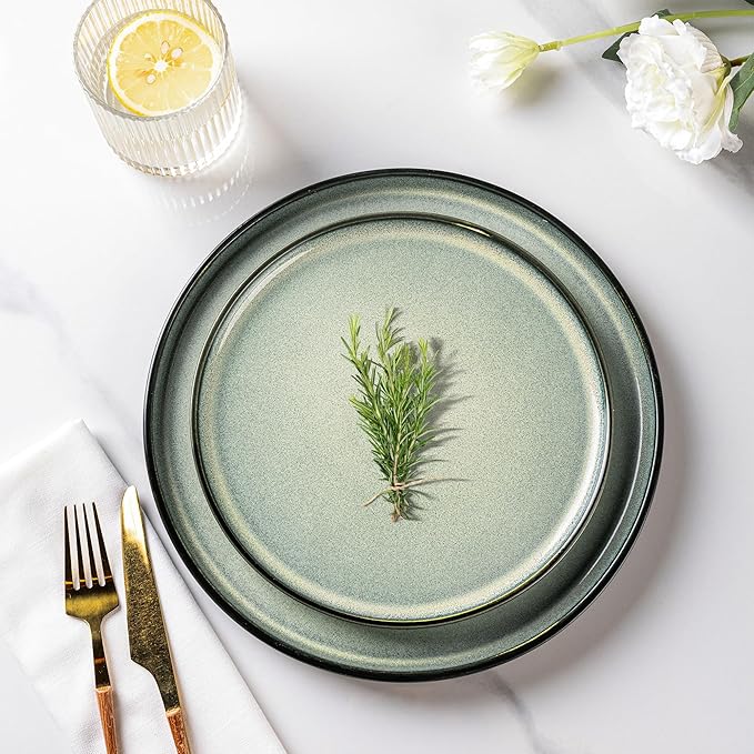 AmorArc Stoneware Dinnerware Sets for 4, 12Pcs Plates and Bowls Sets Dishes