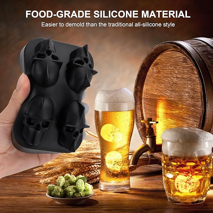 Attimal Ice Cube Tray Skull Shaped Silicone Ice Cube Molds Essential Bartender Accessory for Whiskey Cocktail Bourbon Lovers Eco Friendly Ice Cube Tray