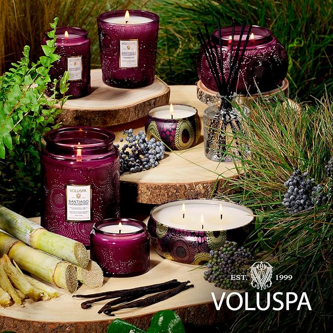Voluspa Santiago Huckleberry Large Scented Candle Jar 18 Oz, 100 Hr Burn
