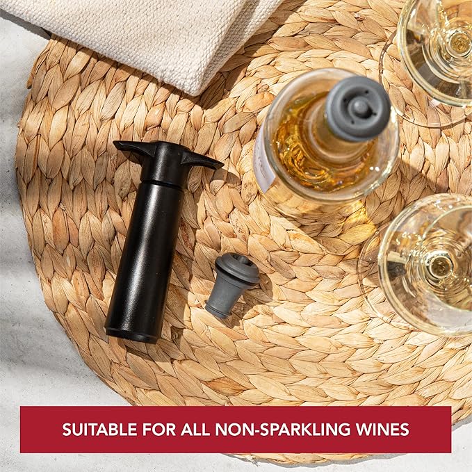 Vacu Vin Original Saver Wine Bottle Stopper – With 6 Vacuum Stoppers – Preserver Wine Stopper with Pump for Red or White Wine – Wine Accessories to Keep Wine Fresh – Airtight Seal Stoppers – Blue