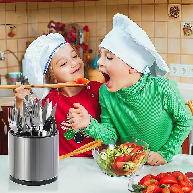 LIBODOUR Utensil Holder, 360°Rotating Kitchen Utensil Holder For Counter
