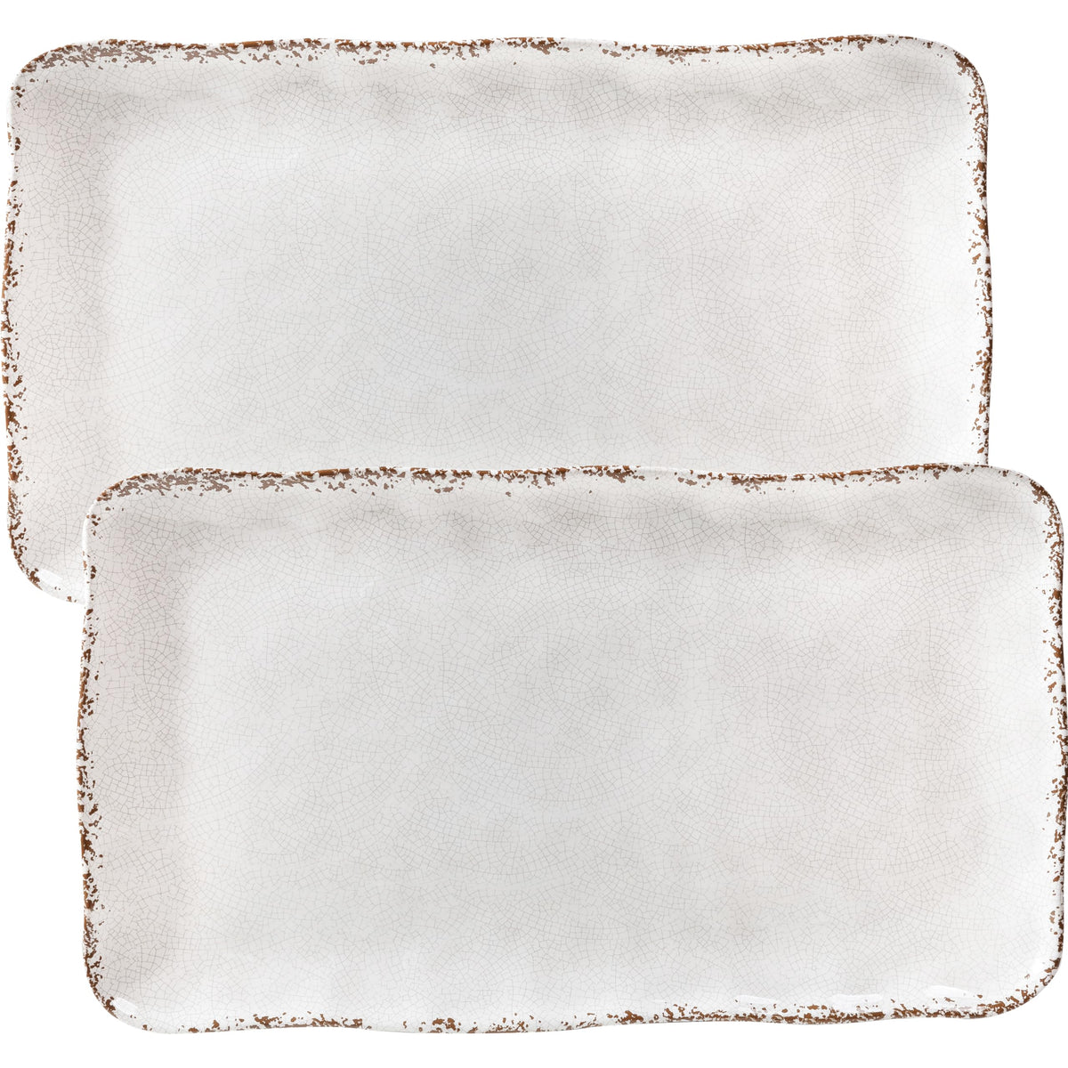 ZAROCRUS Vintage Melamine Serving Platters, Set of 2, 17'' x 10'' 100% Melamine And BPA Free Farmhouse Large Serving Trays. Warm Gray
