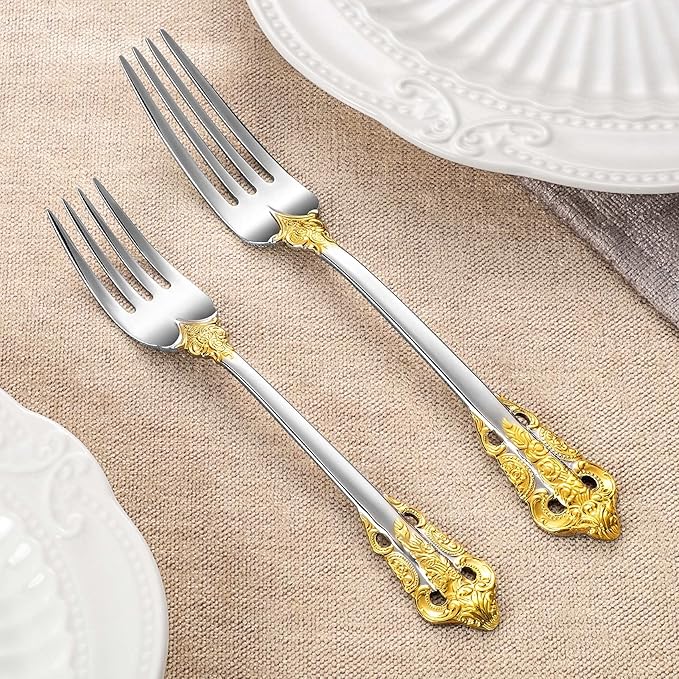 KEAWELL Luxury 20-Piece 18/10 Stainless Steel Flatware Set (Gold Accent)