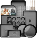 12-Piece Nonstick Bakeware Set, Stackable Non Toxic Baking Pans Set - Black